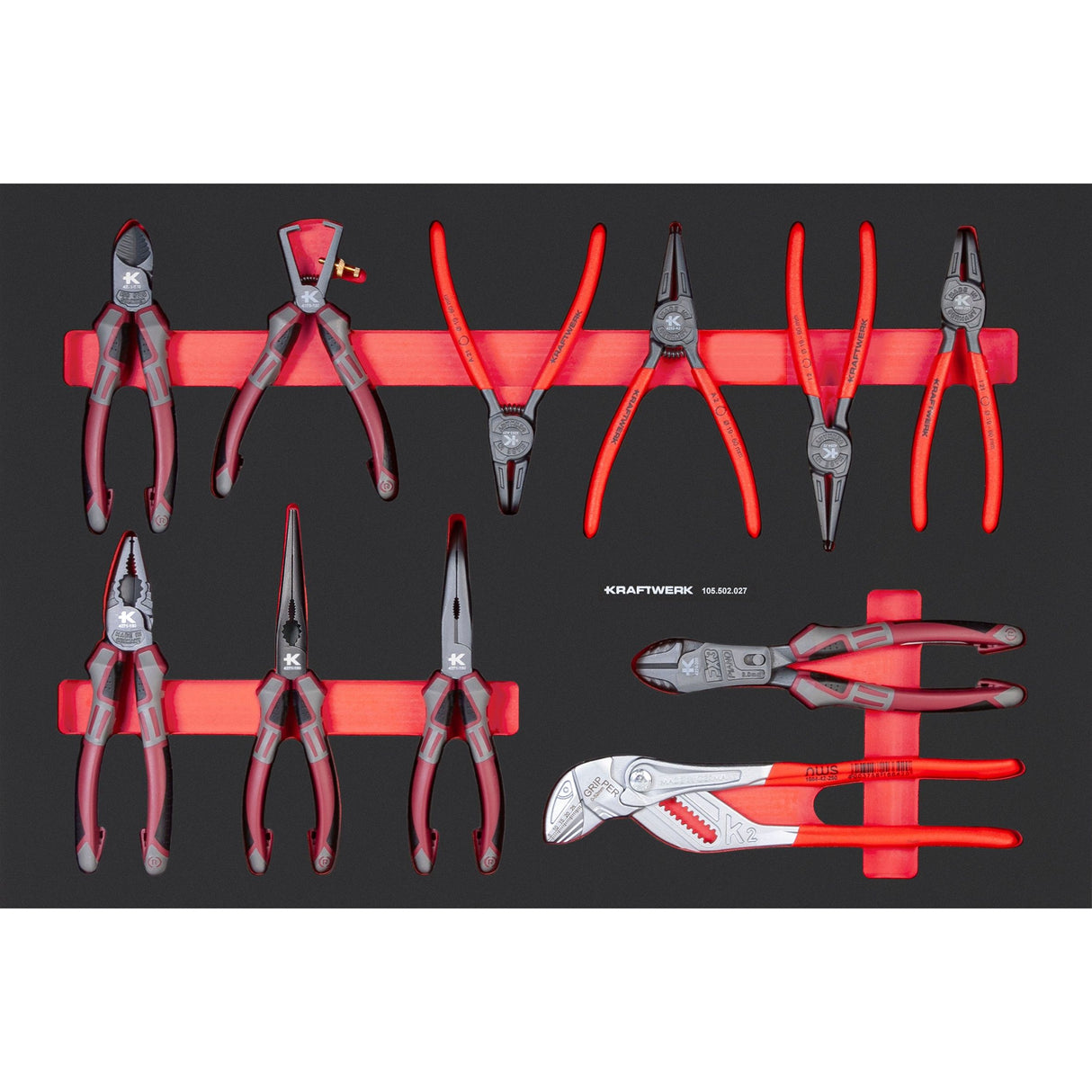 KRAFTWERK 40 cm PRO LINE EVA Zangen-Einlage 60x40 – 11-tlg. Profi-Zangenset - KW-105.502.027