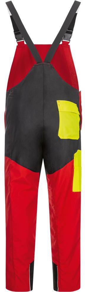 Schnittschutzlatzhose SPEIERLING Gr.48 rot/schwarz/gelb von ELYSEE – EN ISO 11393 Kl.1, FPA-anerkannt