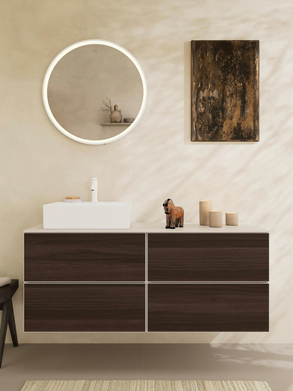 HANSGROHE Xevolos E Waschtischunterschrank 1370 mm mattweiß/eiche dunkel, grifflos