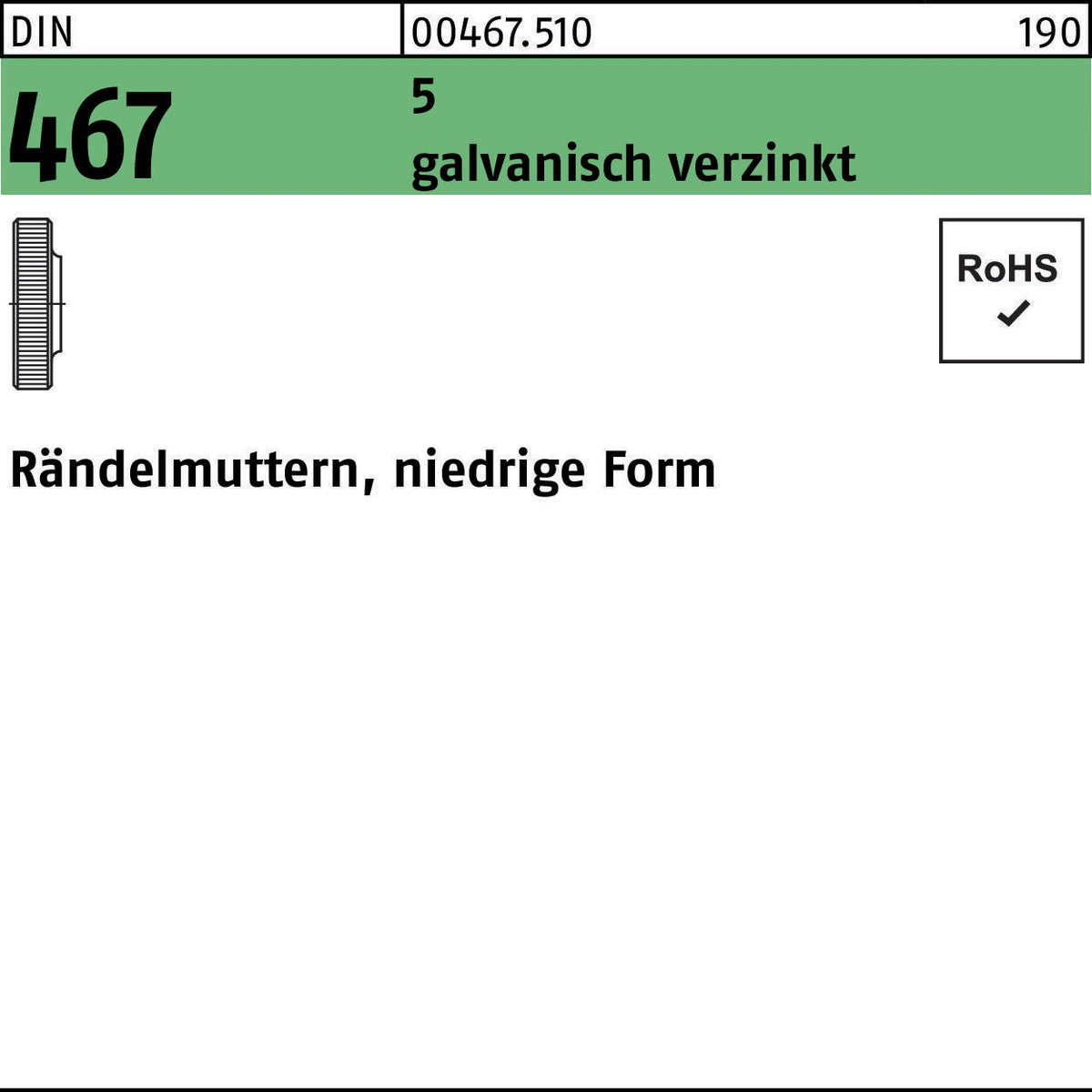Rändelmutter DIN 467 niedrige Form M3 von F. REYHER – 100 Stück