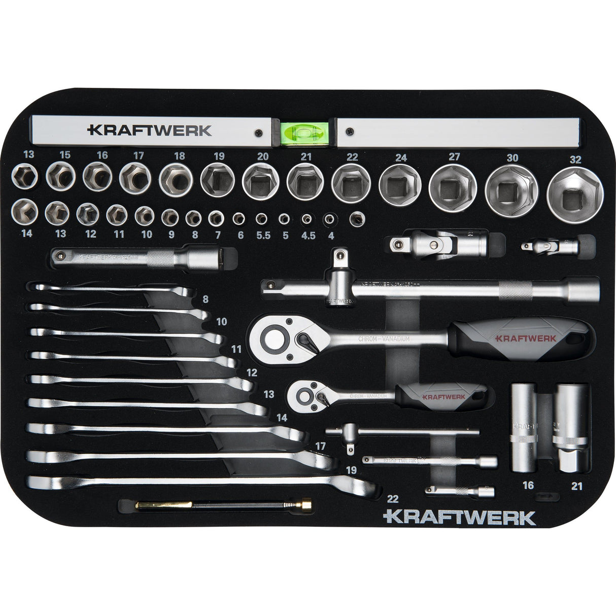 KRAFTWERK Werkzeugkoffer B100 ABS – 170-tlg. Allround-Set 1/4" + 1/2", im robusten Hartschalenkoffer - KW-202.100.100