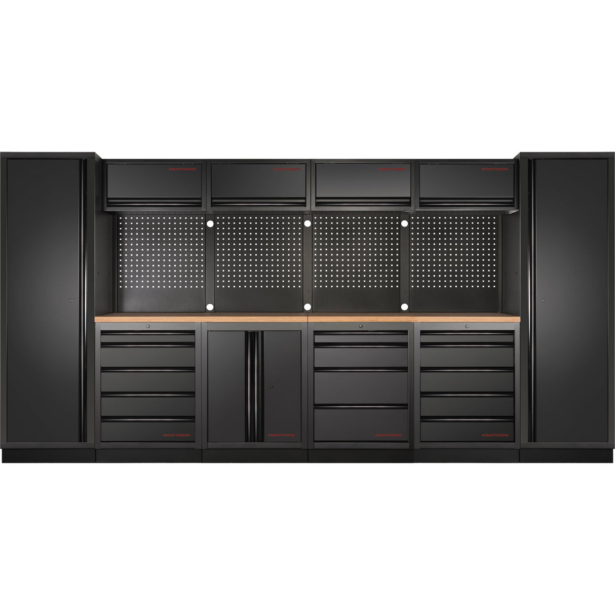 An image of a modular workshop cabinet system from the Kraftwerk Mobilio Black Edition, available on toprools.com.