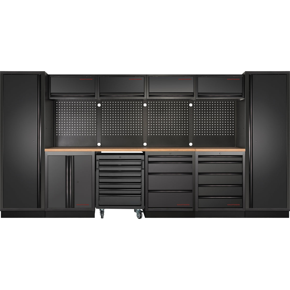 KRAFTWERK MOBILIO-EX 6er Werkbank-Kombi – Modular, flexibel & mit Buche-Arbeitsplatte - KW-3964K-BLK-017-EX