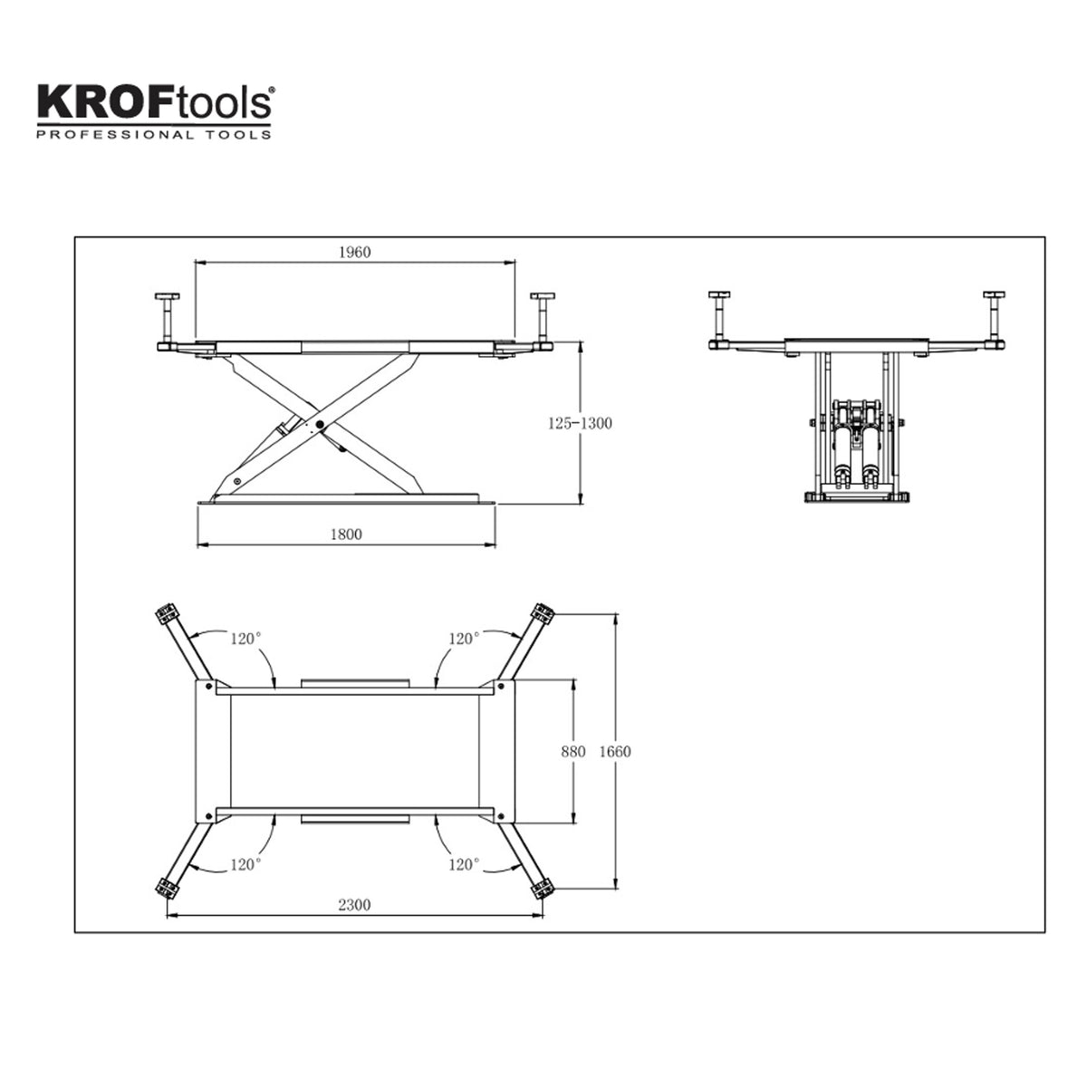 KROFtools 3.000kg Scheren-Hubtisch mit Einfach-Schere, Universal elektrisch Hubtisch, 3to Scherenhebebühne 400V - 9819