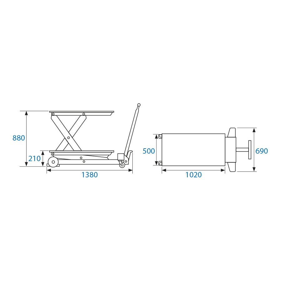 KING TONY Profi-Werkzeuge - Manueller Einzelscheren-Hubtisch - 1500 kg 9TYC1101500