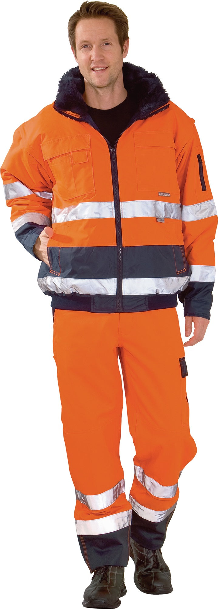 PLANAM Warnschutz-Comfortjacke Gr.S orange/marine – wasserdicht, atmungsaktiv, EN ISO 20471 Kl. 3