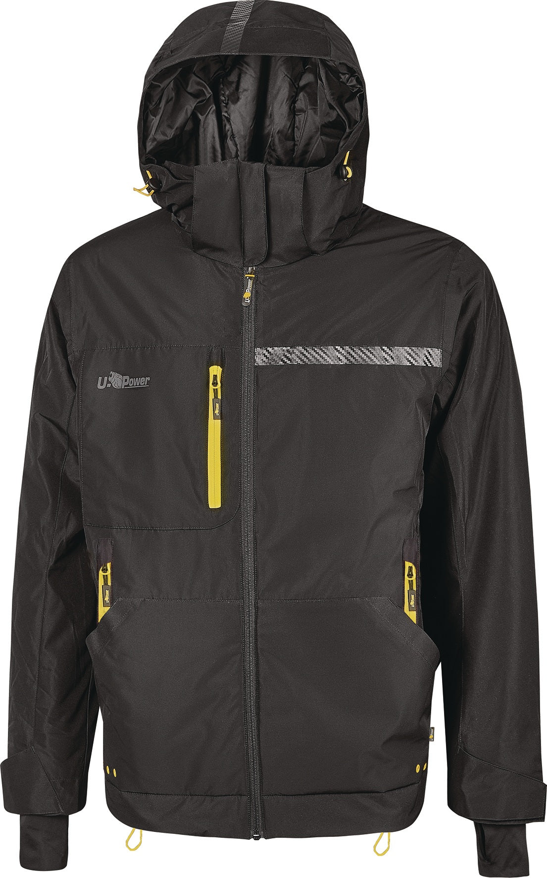 U.POWER Graphen-Jacke U-SUPREMACY WINK – Leichte, wasserabweisende Winterjacke mit Thermoregulation, Schwarz/Carbon, XXL