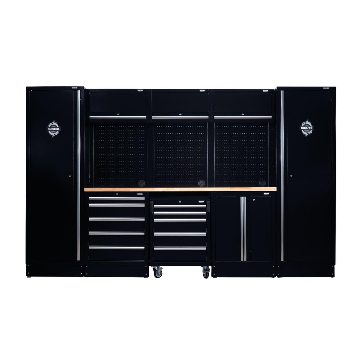 BUNKER 3240mm Modulare Werkstatteinrichtung Werkbank mit Hartholz-Arbeitsplatte - 16-teilig - D04398