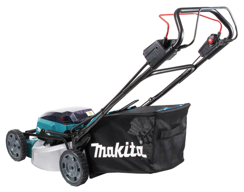 Makita Akku-Rasenmäher 2x18 V mit Stahldeck und 4 Akku-Slots - DLM465PT4