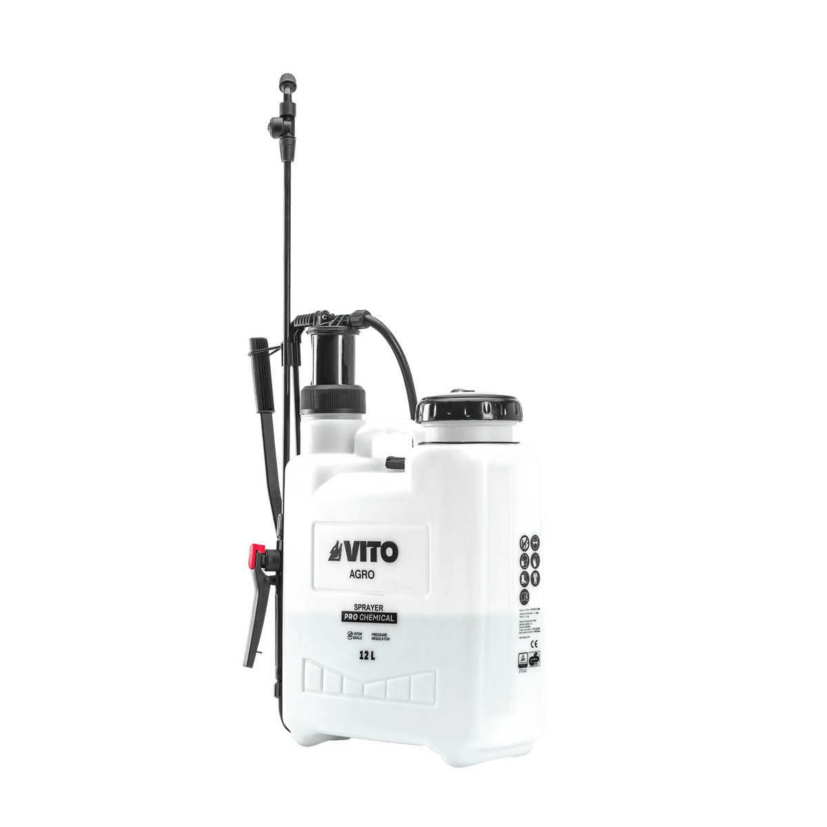 VITO Profi Drucksprüher mit VITON Dichtungen - Säurebeständiges Sprühgerät Sprayer, Essigsäure Drucksprüher - VIPUPRO12