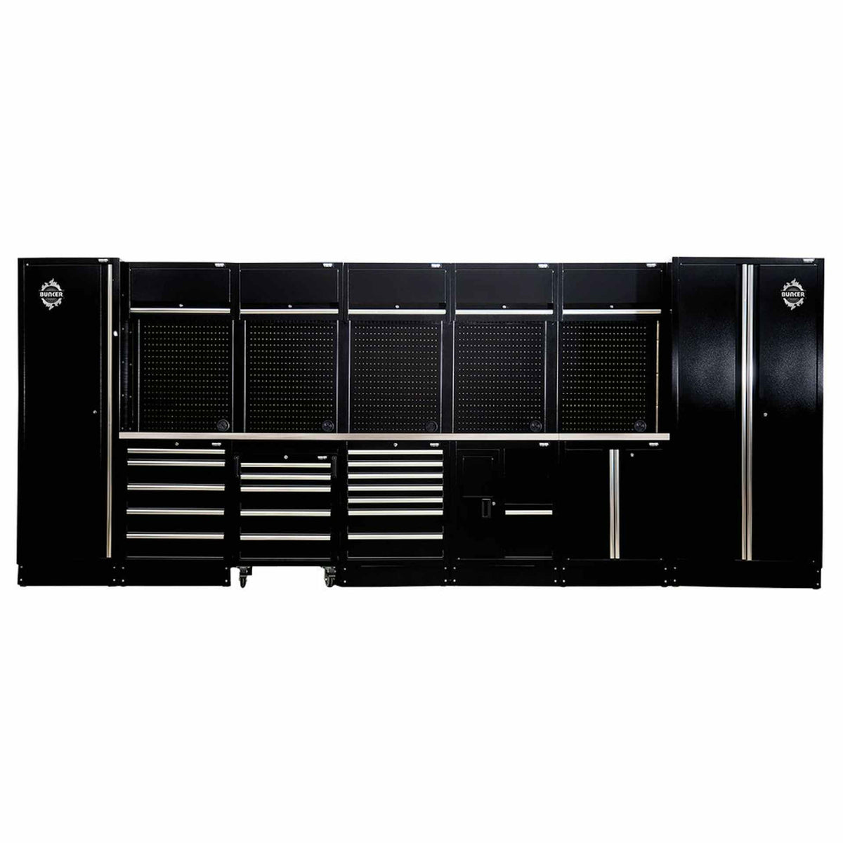 BUNKER Deep - 61cm tiefe Werkstatteinrichtung Set mit Arbeitsplatte aus Edelstahl, 25tlg - 561302