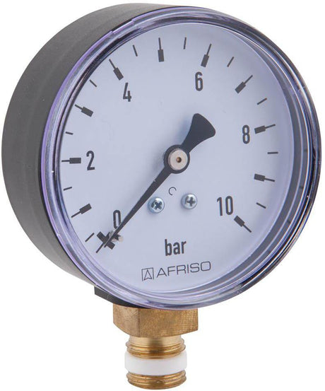 AFRISO Rohrfedermanometer RF 63 0/6 bar G1/4B mit PTFE-Dichtung, radial, Klasse 2,5