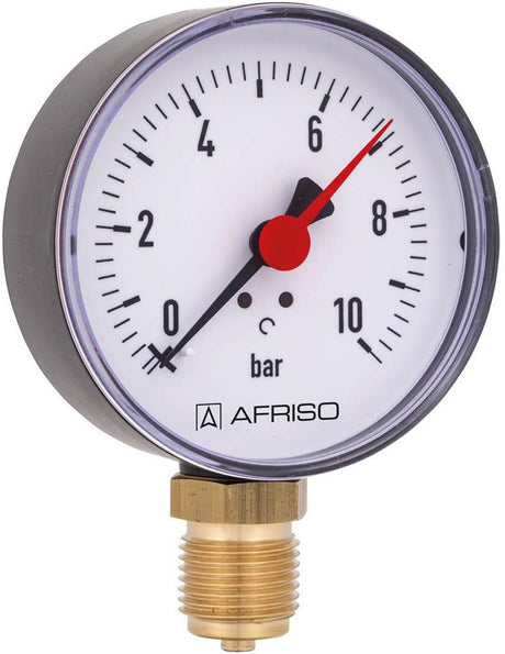 AFRISO Rohrfedermanometer RF 80 0/16 bar G1/2B radial Klasse 2,5