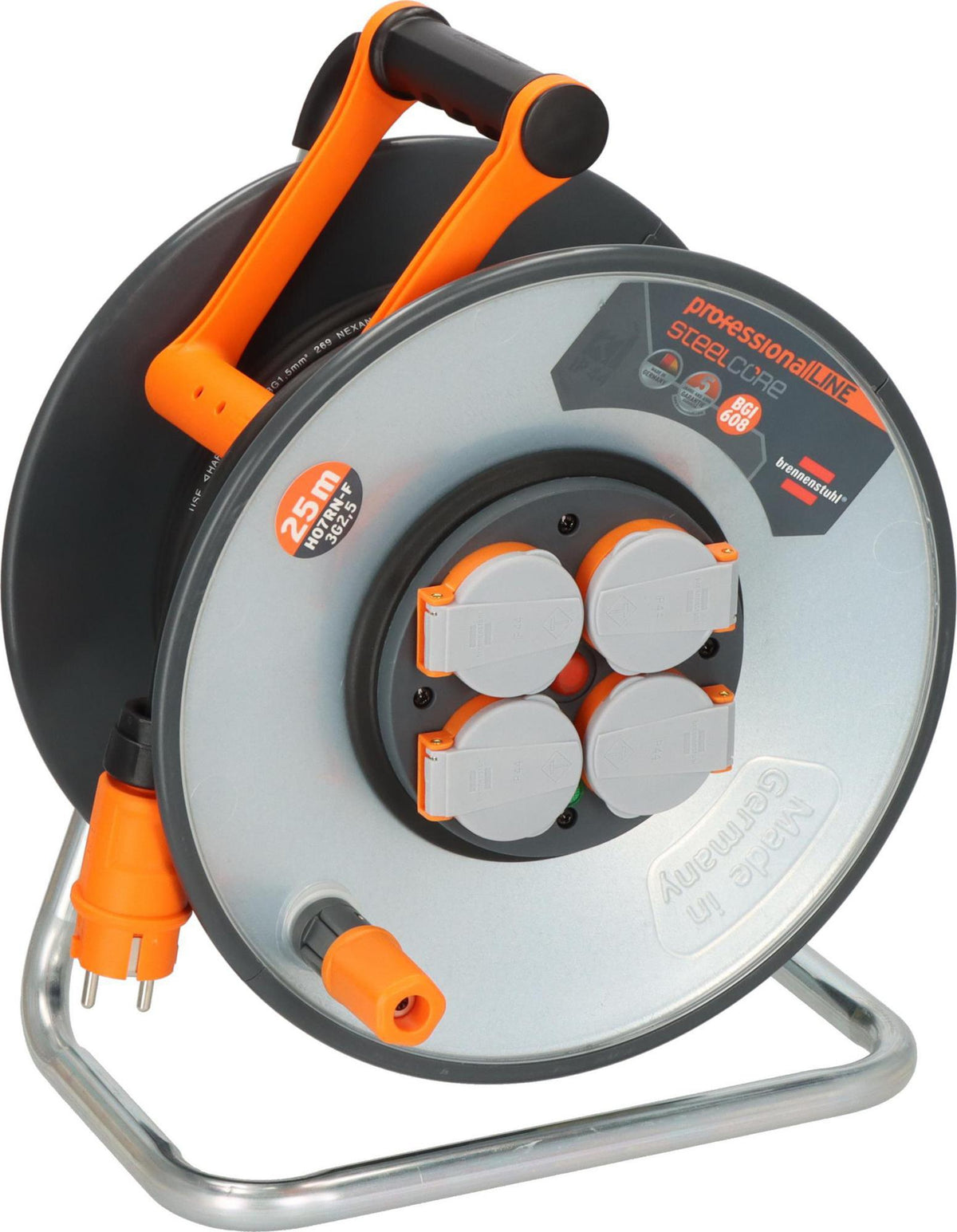 Brennenstuhl professionalLINE SteelCore Kabeltrommel 40m Gummi 4 Steckdosen IP44