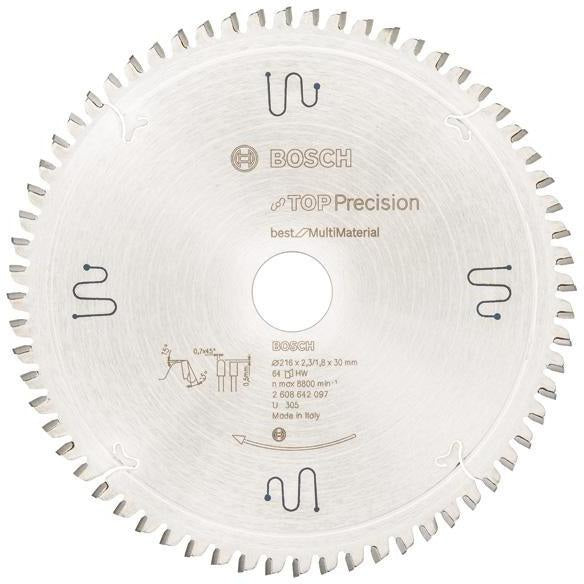 BOSCH Kreissägeblatt Top Precision Best for Multi Material 165 mm Z48 HLTCG für Tauch- und Handkreissägen