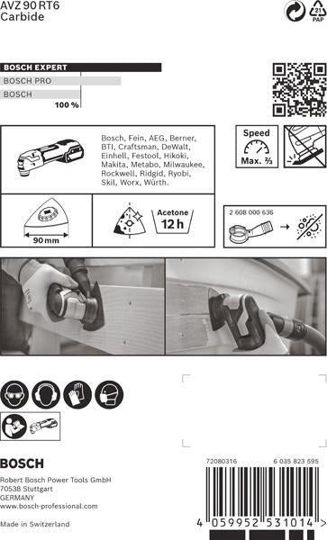 BOSCH EXPERT Sanding Plate AVZ 90 RT6 Starlock – Schleifplatte für Ecken und Kanten, Körnung 60