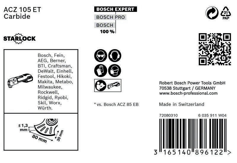 Bosch Segmentsägeblatt EXPERT MultiMaterial ACZ 105 ET, 105 mm, Starlock