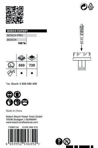Bosch Lochsäge Expert Sheet Metal 20 mm – Carbide-Zähne für Edelstahl & härtesten Stahl, Power Change Plus