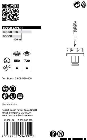 Bosch Lochsäge Expert Sheet Metal 20 mm – Carbide-Zähne für Edelstahl & härtesten Stahl, Power Change Plus