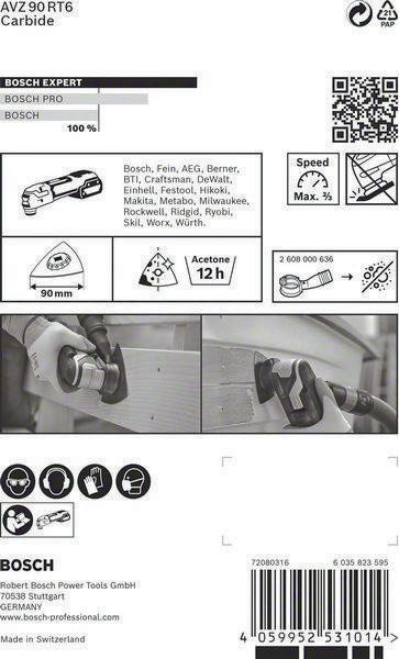 BOSCH EXPERT Sanding Plate AVZ 90 RT6 Starlock – Schleifplatte für Ecken und Kanten, Körnung 60