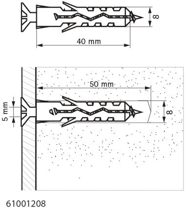 Walraven Nylondübel WEP-C PA6 grün 8x40 mm – 300 Stück Kunststoff-Spreizdübel