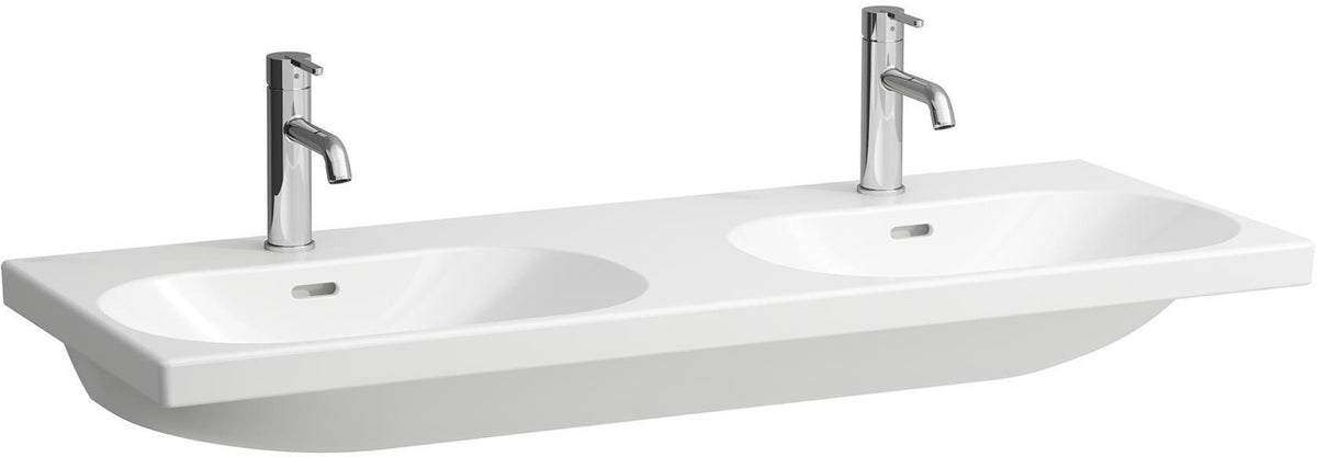 LAUFEN Doppelwaschtisch LUA 120x46 cm unterbaufähig mit Überlauf, 2 Hahnlöcher, weiß