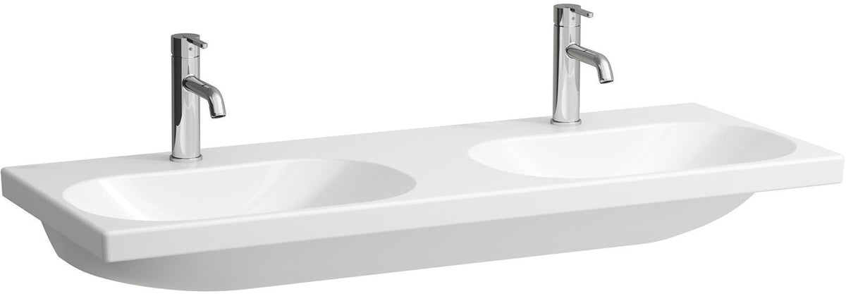 LAUFEN Doppelwaschtisch LUA 120x46 cm unterbaufähig mit Überlauf, 2 Hahnlöcher, weiß