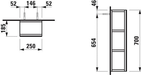 LAUFEN Spiegelelement FRAME 25 offen, 700x250x185 mm, verkehrsgrau