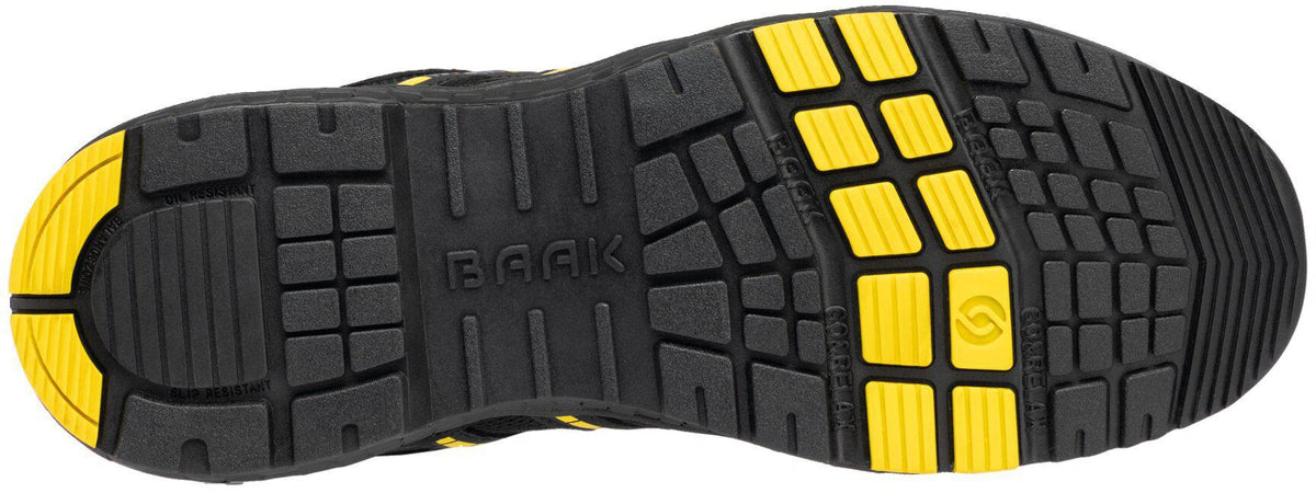 BAAK Sicherheitsschuh Alex S3S ESD – Mikrofaser, schwarz/gelb, Gr. 38