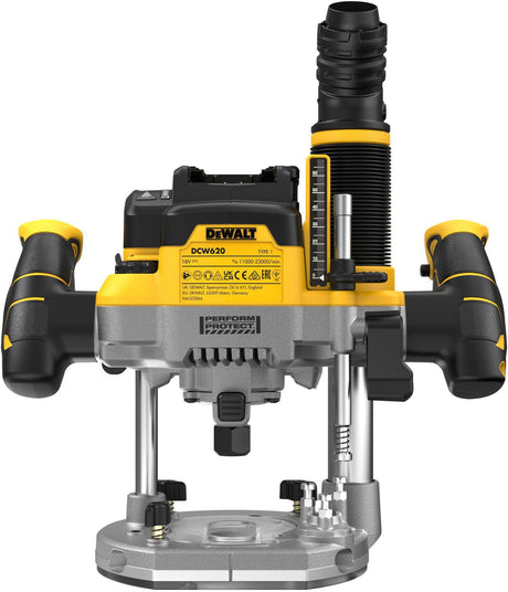 DEWALT Akku-Oberfräse DCW620H2-QW 18V – Bürstenloser Motor, 11000-23000 min-¹, 8/12 mm Spannzange