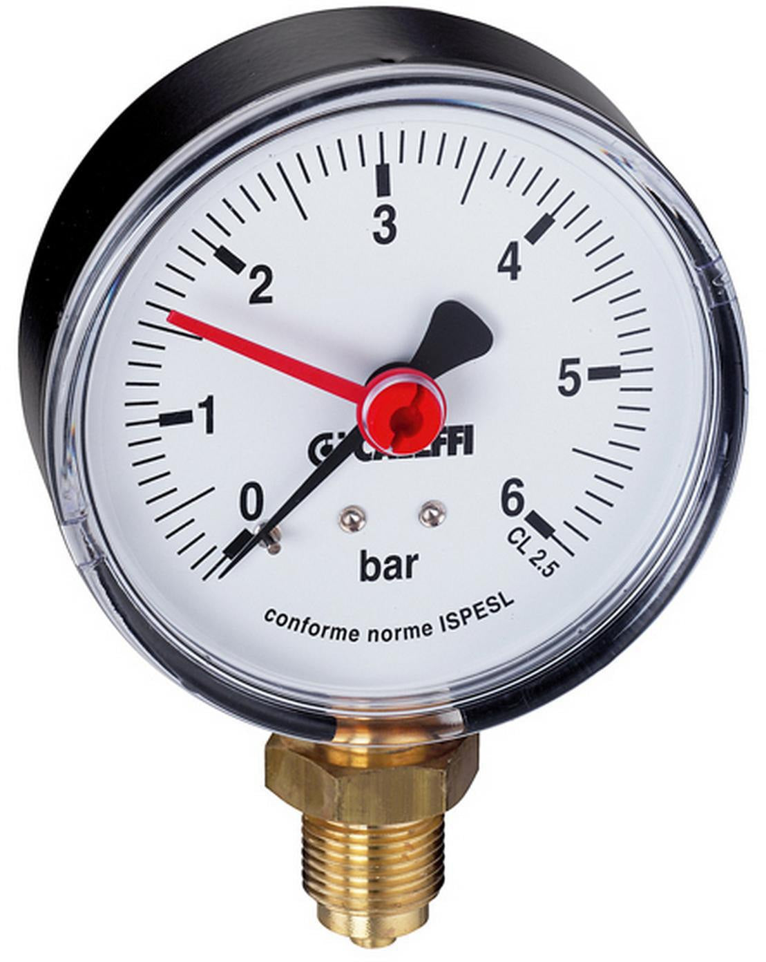CALEFFI Manometer 557, 0-10 bar, 50 mm, 1/4" AG, radial – Präzisionsdruckmessung