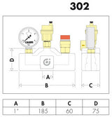CALEFFI Kesselgruppe 302 mit Isolierung, 1 Zoll, 3 bar, bis 50 kW