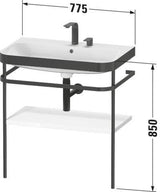 DURAVIT Happy D.2 c-bonded Waschtischset 850 mm Taupe Seidenmatt mit Metallkonsole