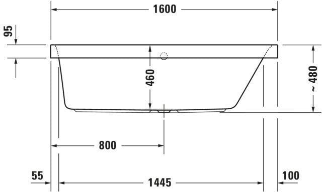 Duravit Whirlwanne Happy D.2 1600x700mm Einbau mit Combi L, Rückenschräge rechts, weiß