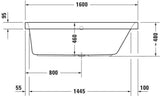 Duravit Whirlwanne Happy D.2 1600x700mm Einbau mit Combi L, Rückenschräge rechts, weiß