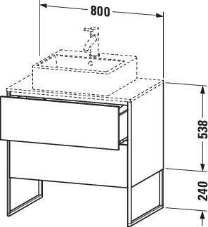 DURAVIT XSquare Waschtischunterbau bodenstehend 800 mm Graphit Supermatt mit 2 Auszügen