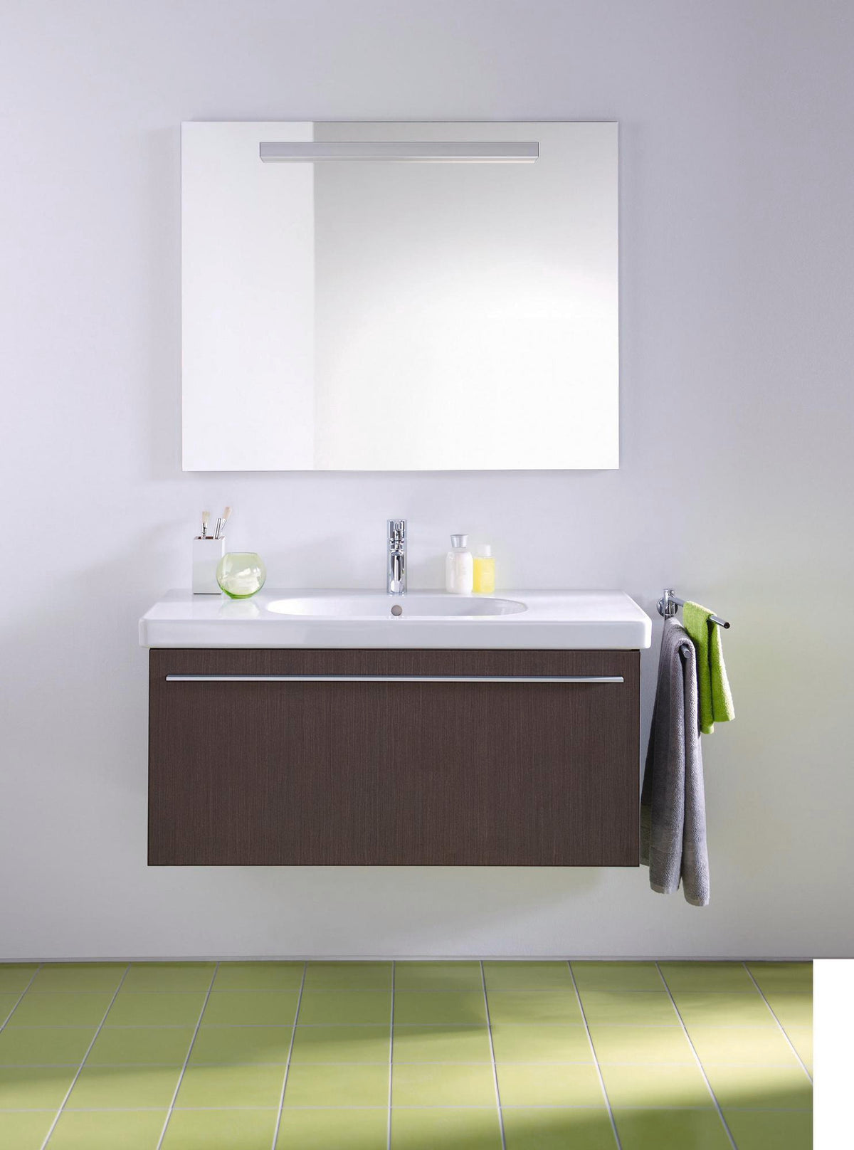 Duravit D-Code Möbelwaschtisch 1050 mm Weiß mit Überlauf und Hahnlochbank – Wandhängend