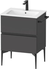 Duravit Sivida Waschtischunterbau 610 mm bodenstehend mit 2 Schubkästen – Chrom/Weiß Matt