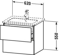 Duravit L-Cube Waschtischunterbau 481x620x550 mm, 2 Schubkästen, Amerikanisch Nussbaum – Wandhängend