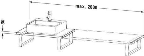 Duravit L-Cube Konsole variabel 550 mm tief, Amerikanischer Nussbaum, mit Ausschnitt