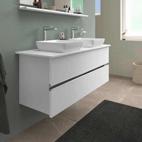 DURAVIT Sivida Spiegelablage 1280x115x35 mm – Chrom/Weiß Matt, inkl. Befestigungsmaterial