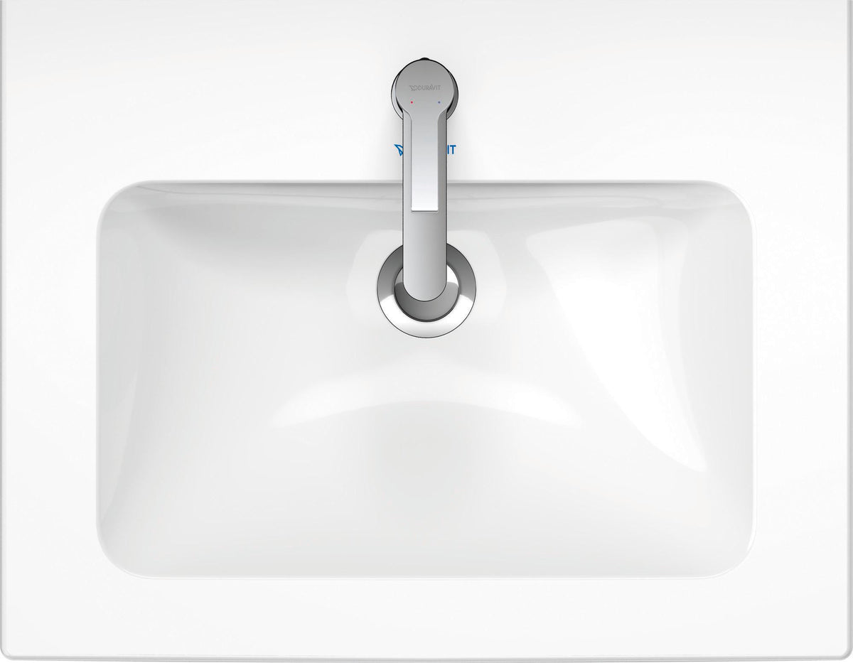 Duravit ME by Starck Möbelwaschtisch 630 mm, weiss seidenmatt, mit Überlauf, 1 Hahnloch