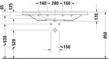 Duravit DuraStyle Möbelwaschtisch 1200 mm mit Überlauf, ohne Hahnloch, weiß