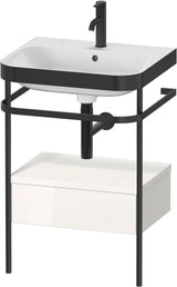 DURAVIT Happy D.2 c-bonded Waschtischset mit Metallkonsole, 850 mm, Weiß Hochglanz
