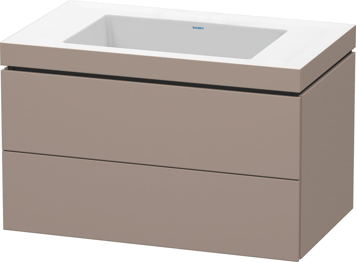 Duravit L-Cube c-bonded Waschtischset 800 mm mit Vero Air Becken, 2 Schubkästen, Schwarz Hochglanz