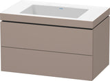 Duravit L-Cube c-bonded Waschtischset 800 mm mit Vero Air Becken, 2 Schubkästen, Schwarz Hochglanz
