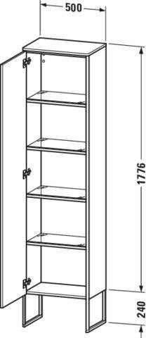 DURAVIT XSquare Hochschrank 2016 mm graphit matt, bodenstehend, Tür rechts, Tip-On