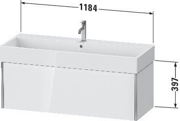 Duravit Waschtischunterbau XVIU 1184 mm weiß matt – wandhängend mit Tip-On-Technik für Vero Air