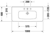DURAVIT DuraStyle Möbelwaschtisch 1000 mm mit Überlauf, ohne Hahnloch, weiß