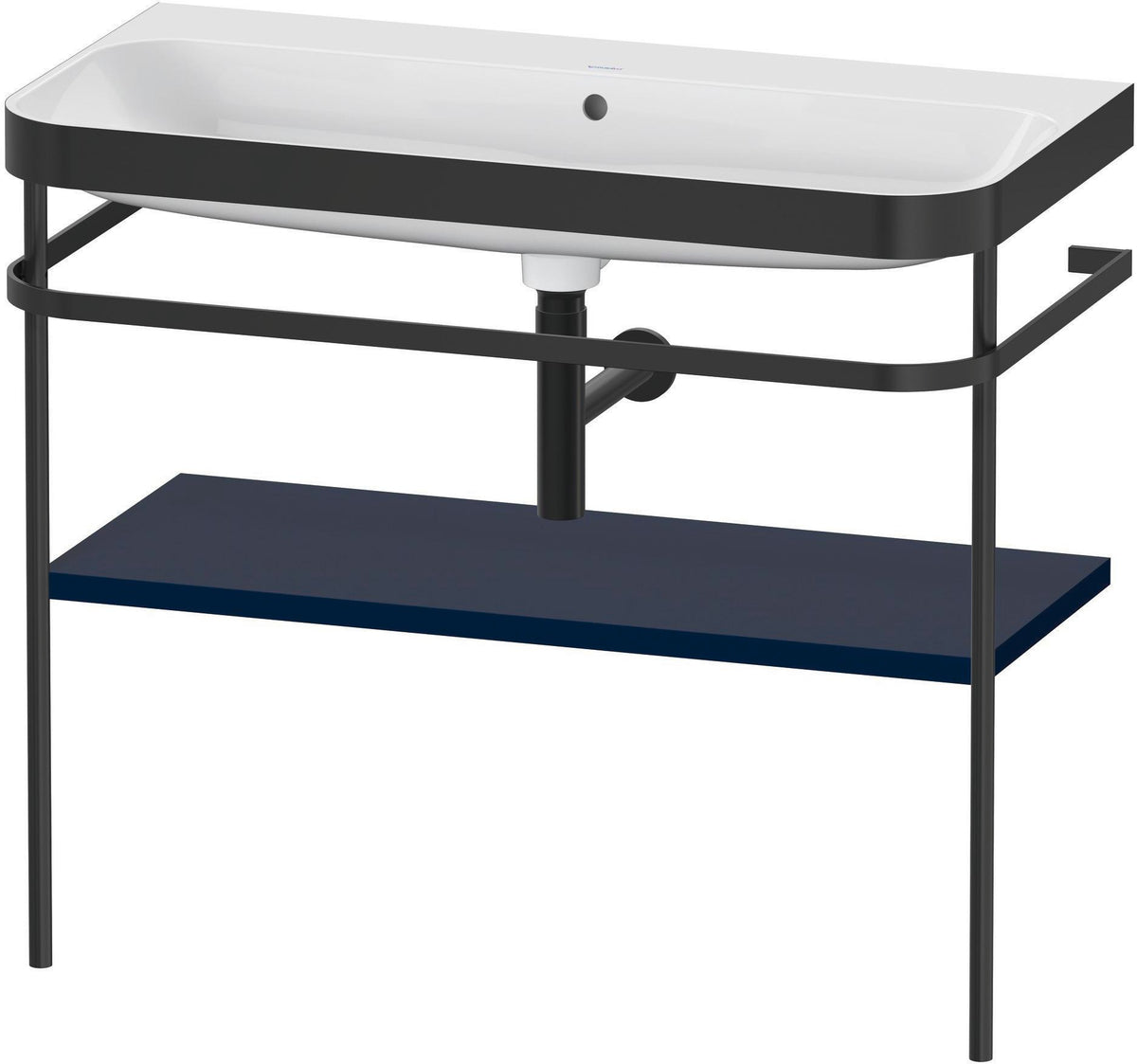 DURAVIT Happy D.2 c-bonded Waschtischset 975 mm mit Metallkonsole in Nachtblau Seidenmatt